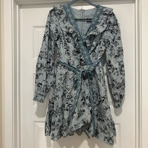 Anthropologie ruffle wrap floral print mini dress